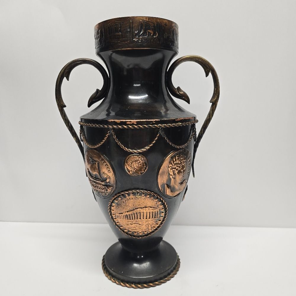 Vintage Large Metal Greek Vase In Antique Style